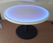 Blue 48 Inch Round Light Up Glow Top Table with Round Black Cast Iron Base