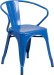 Blue Outdoor Metal Retro Industrial Arm Chair
