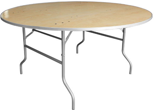Round Plywood Table with Metal Edge