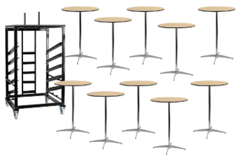 10 pack highboy tables with cart