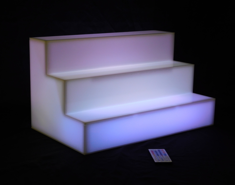 3 Step LED Display Shelf, Lighted Bar Shelves