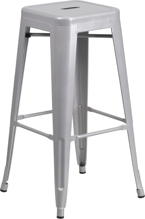 Retro Metal Backless Stacking Outdoor, Outdoor Metal Backless Bar Stools