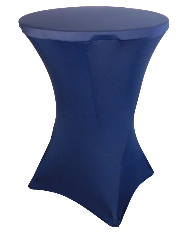 32 Round x 43 Inch Tall Height Navy Blue Stretch Fitted Spandex Cover for Folding Bar Tables