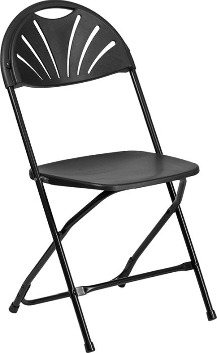 Plastic Folding Chairs: Black Plastic Fan Back Folding Chair