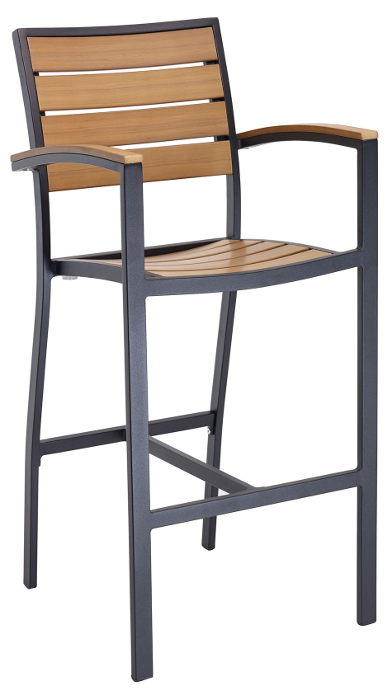 Outdoor Synthetic Teak Bar Stool W Arms, Outdoor Bar Stools Without Arms