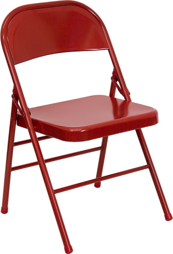 Red Heavy Duty Metal Folding Chair With 18 Gauge Steel Frame