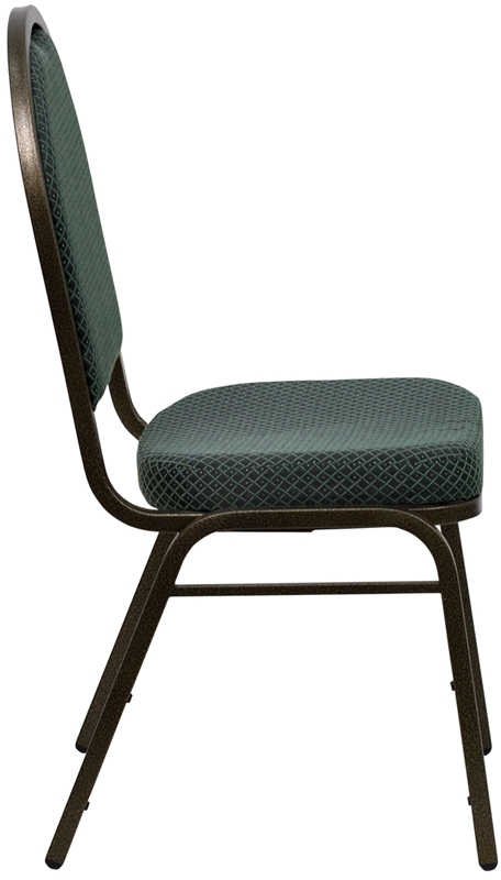 Dark Green Dome Back Banquet Chair w/ Gold-Vein Frame