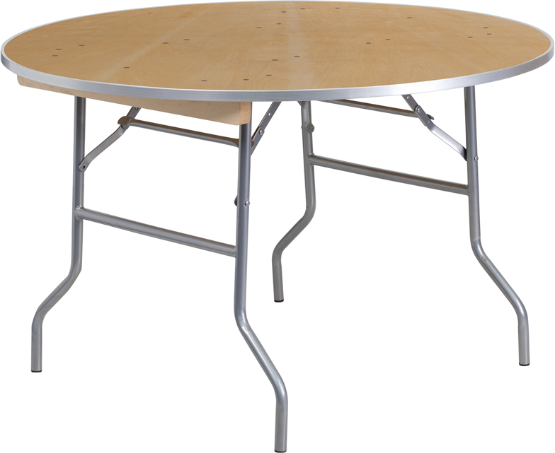 48 Round Plywood Folding Table W Metal, Round Folding Table 48