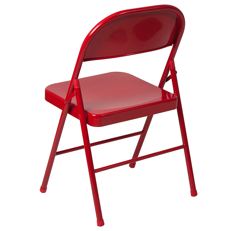 Red Metal Folding Chair With 18 Gauge Steel Frame