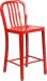 Red Metal Counter Height Patio Bar Stool