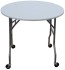 Round White Folding Table w/ Wheels