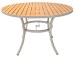 48 Round Resin Teak Table w/ Silver Frame