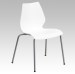 White 770 lb Capacity Stack Chair with Lumbar Support and Silver Frame