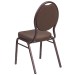 Teardrop Round Back Banquet Chair Brown Fabric and Coppervein Frame