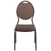 Teardrop Round Back Banquet Chair Brown Fabric and Coppervein Frame