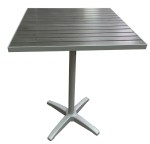 Square Patina Gray Teak Resin Patio Table w/ Silver Frame