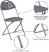 Charcoal Fan Back Folding Chair