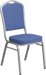 Blue Fabric Crown Back Stacking Banquet Chair Silver Frame