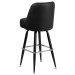 Black Vinyl Bucket Swivel Bar Stool Back