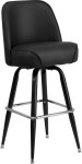 Black Vinyl Bucket Swivel Bar Stool