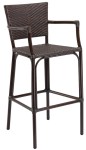 Dark Java Weave Outdoor Bar Stool with Arms