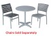 Shown with Chairs Round Silver Aluminum Commercial Outdoor Table
