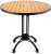 Round Outdoor Synthetic Teak Restaurant Table w/ Black Edge and Base