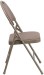 Beige Fabric Seat Triple Braced Metal Folding Chair with Easy-Carry Handle