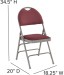 Burgundy Fabric Seat Triple Braced Metal Folding Chair with Easy-Carry Handle