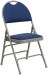 Navy Fabric Seat Triple Braced Metal Folding Chair with Easy-Carry Handle