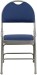Navy Fabric Seat Triple Braced Metal Folding Chair with Easy-Carry Handle