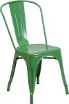 Green Outdoor Metal Retro Industrial Side Chair