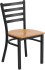 Black Metal Ladder Back Restaurant Chair w/ Natural Wood Seat