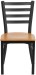 Black Metal Ladder Back Restaurant Chair w/ Natural Wood Seat