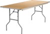 30x72 6 Foot Long Plywood Rectangle Folding Table w/ Metal Edge