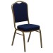 Navy Blue Patterned Crown Back Stacking Chair Gold Frame