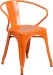 Orange Outdoor Metal Retro Industrial Arm Chair