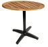 Round Real Teak Wood Restaurant Patio Table Black Aluminum X Base