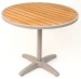 Round Outdoor Teak Resin Patio Table w/ Silver Frame