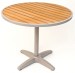 Round Outdoor Teak Resin Patio Table w/ Silver Frame