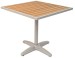 Square Outdoor Teak Resin Patio Table w/ Silver Frame