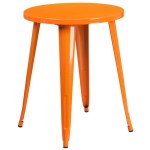 Orange  Industrial Metal 24 Inch Round Table