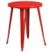 Red  Industrial Metal 24 Inch Round Table