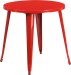 Red 30 Inch Round Outdoor Retro Industrial Metal Table
