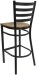 Ladder Back Black Metal Bar Stool Mahogany Wood Seat