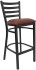 Ladder Back Black Metal Bar Stool Burgundy Vinyl Seat