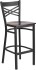 X Back Black Metal Bar Stool with Walnut Wood Seat