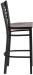 X Back Black Metal Bar Stool with Walnut Wood Seat