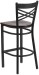 X Back Black Metal Bar Stool with Walnut Wood Seat