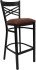 X Back Black Metal Bar Stool with Burgundy Vinyl Seat